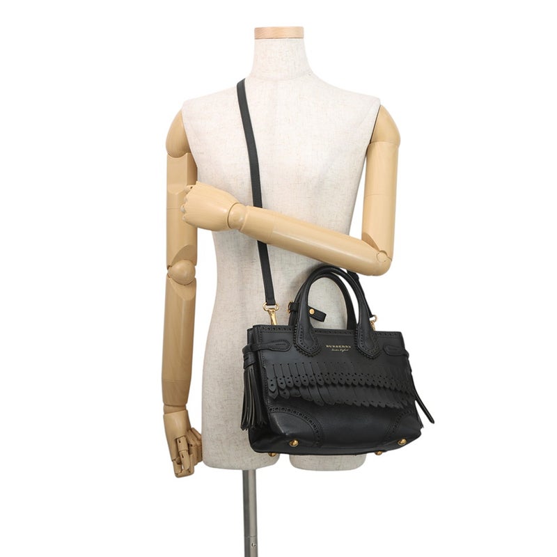 バーバリー ハンドバッグ フリンジ スモール バナー トート レザー 40683431 BURBERRY 2way 黒