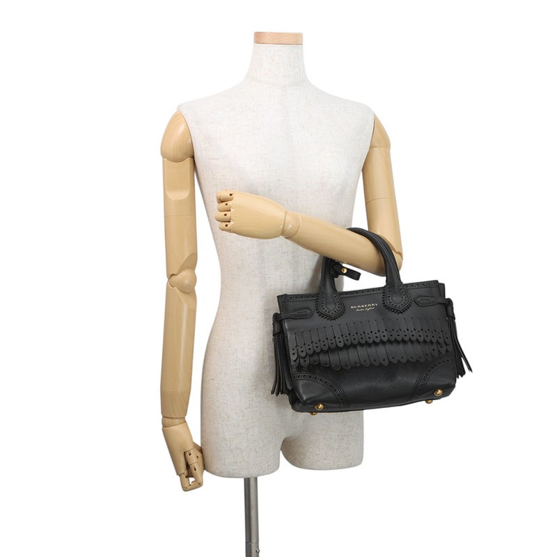 バーバリー ハンドバッグ フリンジ スモール バナー トート レザー 40683431 BURBERRY 2way 黒