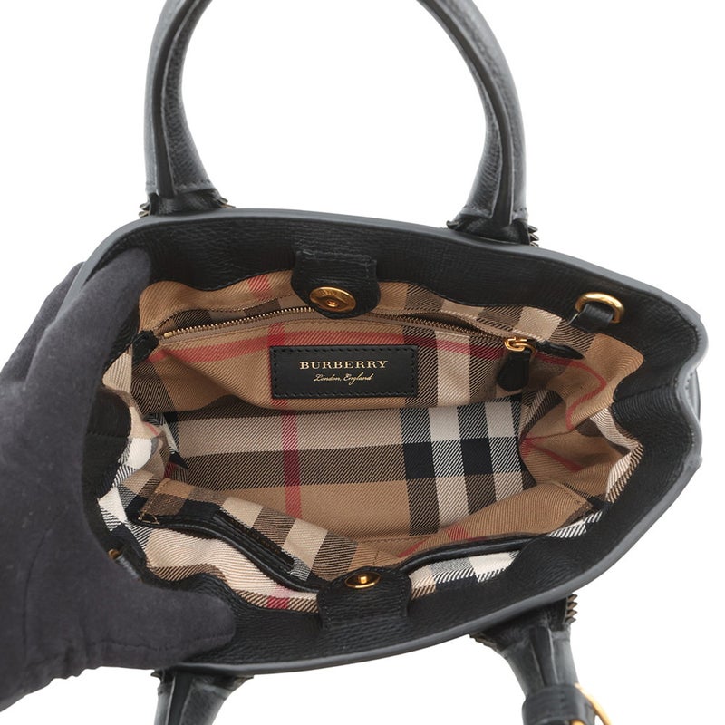 バーバリー ハンドバッグ フリンジ スモール バナー トート レザー 40683431 BURBERRY 2way 黒
