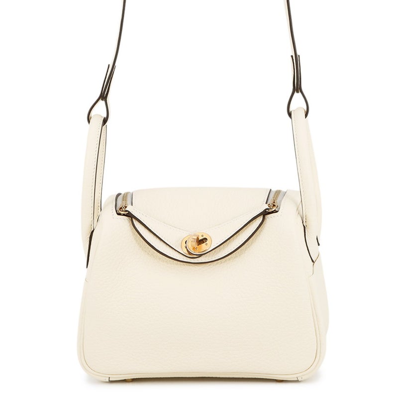 エルメス ハンドバッグ リンディ ミニ クレーム/ゴールド金具 トリヨンクレマンス G刻印 HERMES バッグ 2wayショルダーバッグ