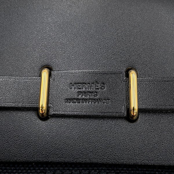 エルメス ショルダーバッグ エールバッグジップ ミニ ブラック/ゴールド金具 トワルアッシュ/ヴァッシュハンター K刻印 HERMES 黒
