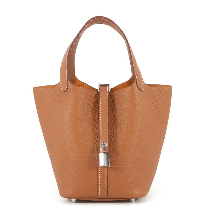 エルメス ハンドバッグ ピコタンロックPM ゴールド/シルバー金具 トリヨンクレマンス G刻印 HERMES トートバッグ