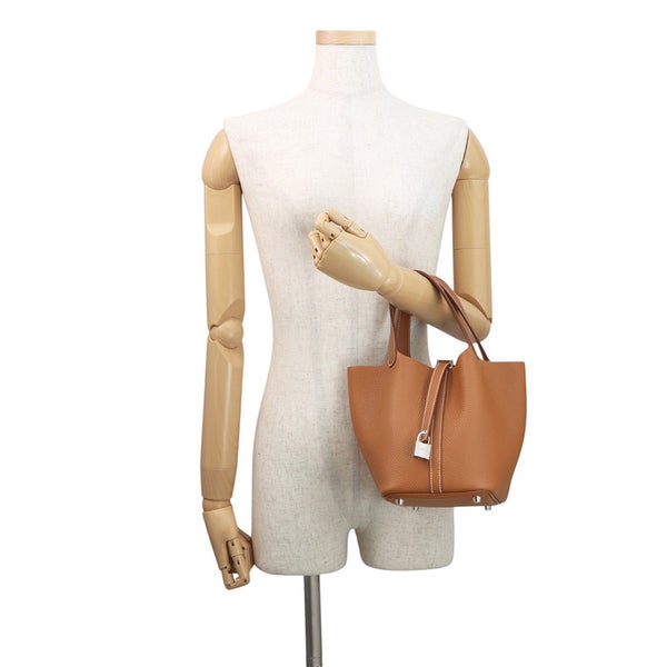 エルメス ハンドバッグ ピコタンロックPM ゴールド/シルバー金具 トリヨンクレマンス G刻印 HERMES トートバッグ