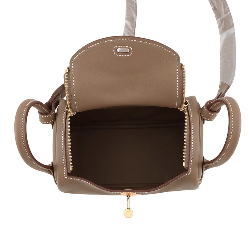 エルメス ハンドバッグ リンディ ミニ エトゥープ/ゴールド金具 スイフト G刻印 HERMES バッグ 2wayショルダーバッグ