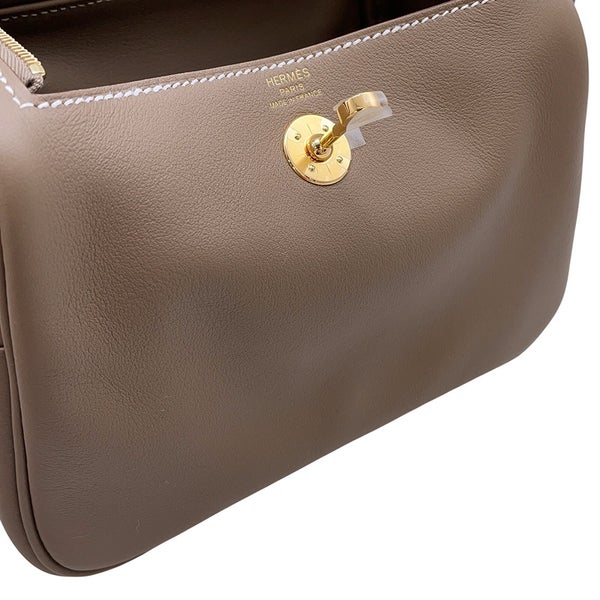 エルメス ハンドバッグ リンディ ミニ エトゥープ/ゴールド金具 スイフト G刻印 HERMES バッグ 2wayショルダーバッグ