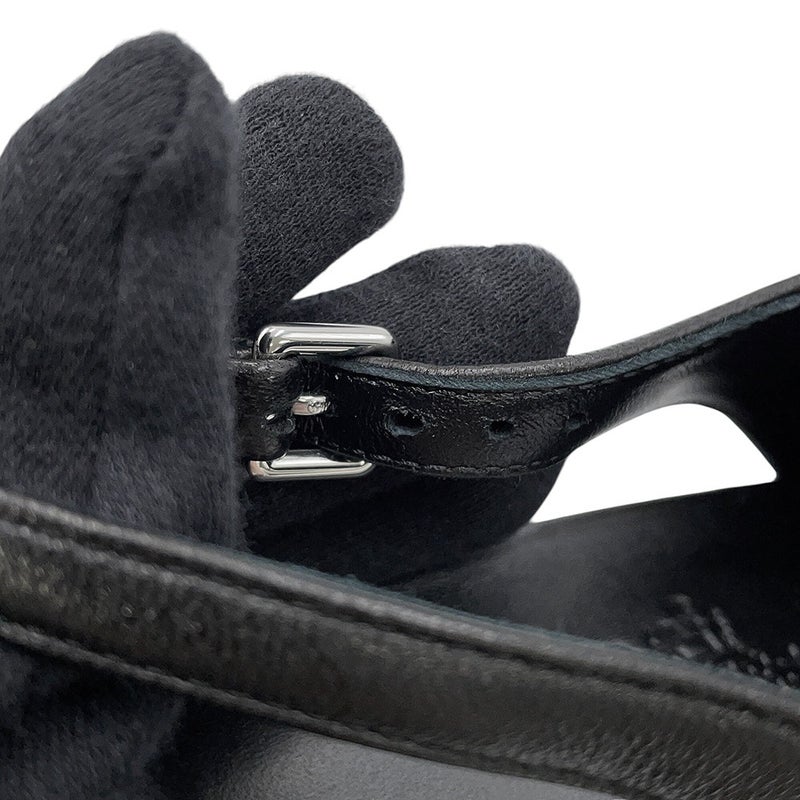 エルメス サンダル マルリー45 ナッパレザー レディースサイズ37 HERMES ヒール 靴 黒