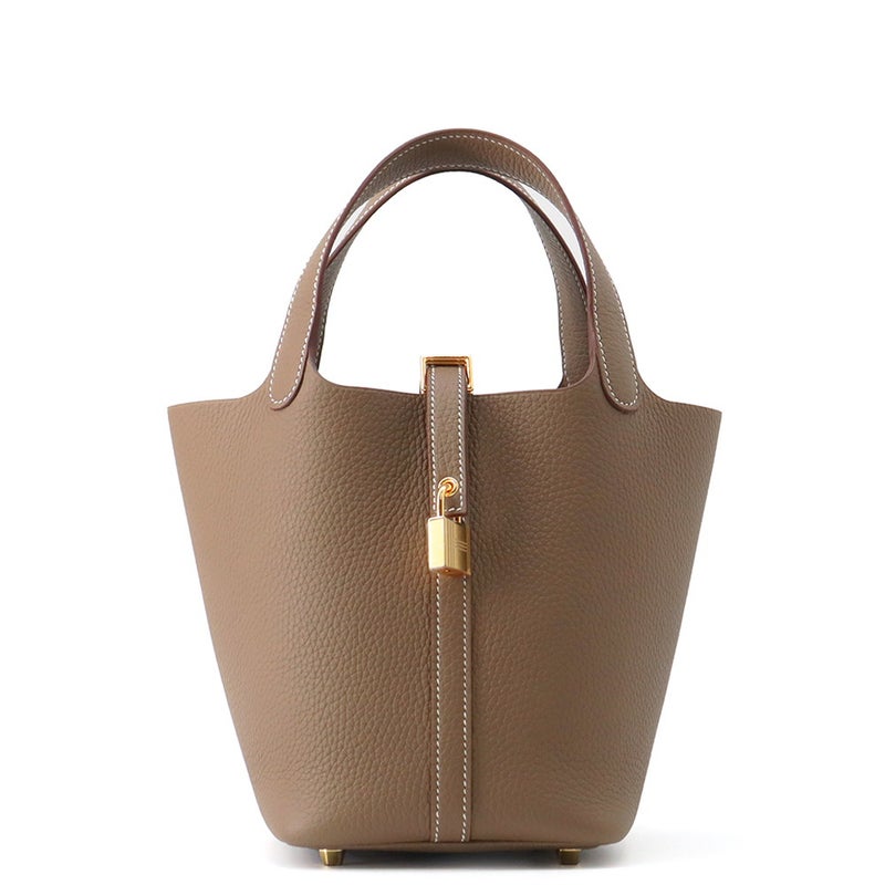 エルメス ハンドバッグ ピコタンロックPM エトゥープ/ゴールド金具 トリヨンクレマンス G刻印 HERMES