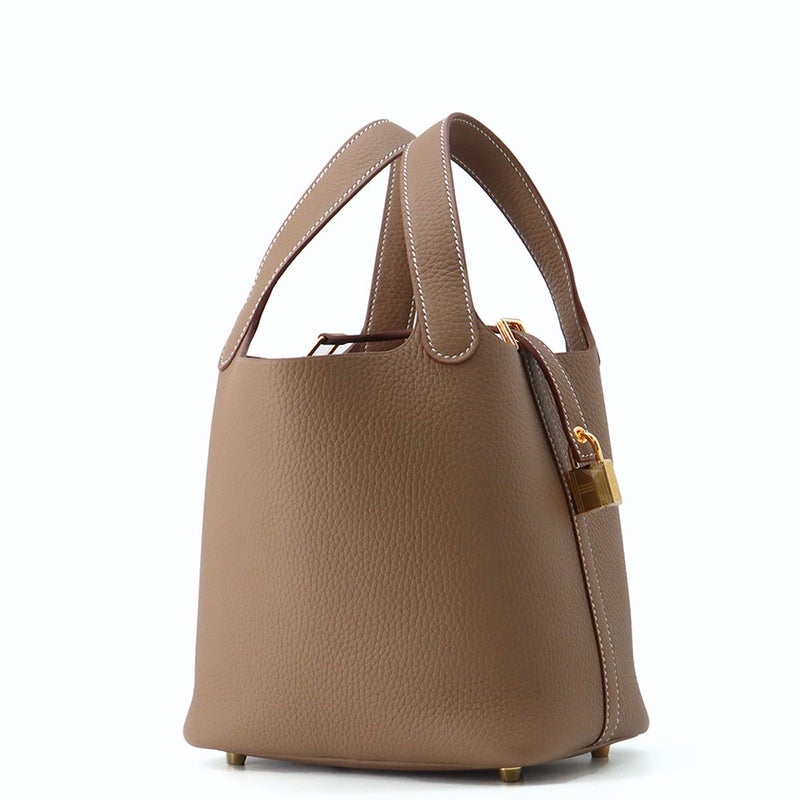 エルメス ハンドバッグ ピコタンロックPM エトゥープ/ゴールド金具 トリヨンクレマンス G刻印 HERMES