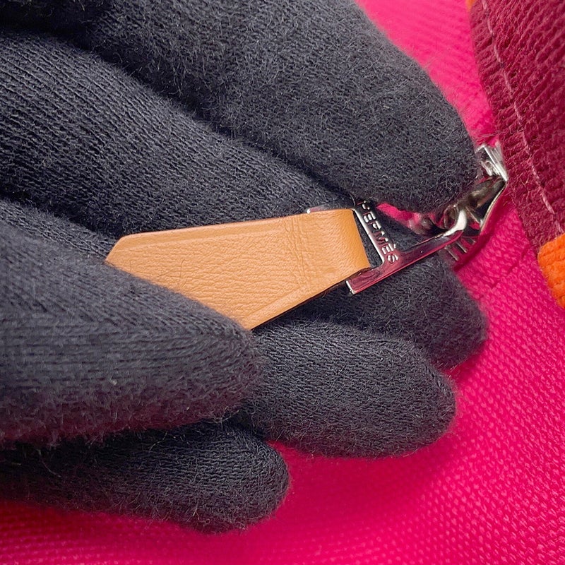 エルメス ポーチ ブリッド・ア・ブラックPM ハイビスカス/シルバー金具 キャンバス HERMES バッグ 小物入れ