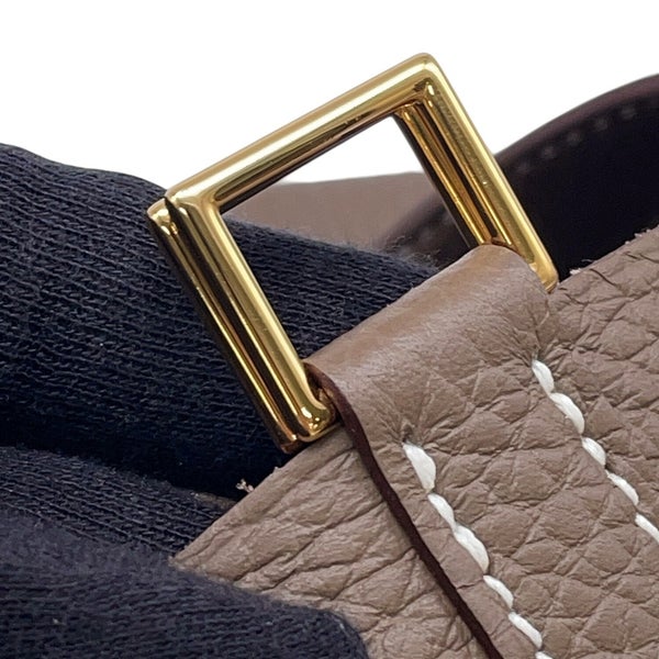 エルメス ハンドバッグ ピコタンロックMM エトゥープ/ゴールド金具 トリヨンクレマンス B刻印 HERMES トートバッグ
