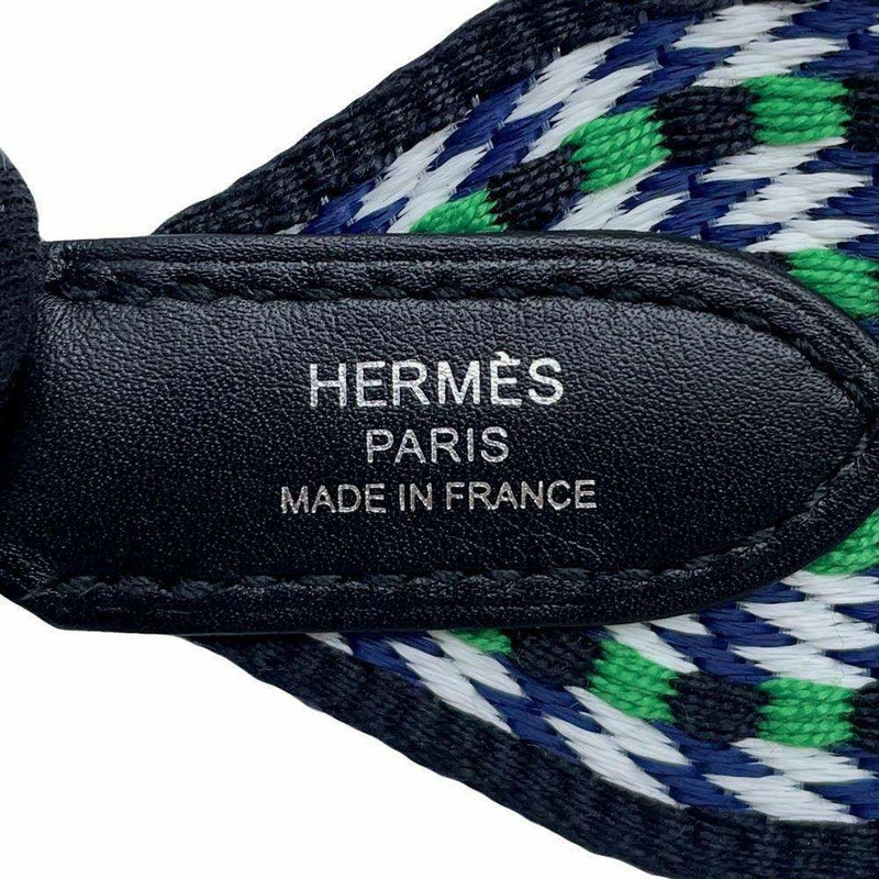 エルメス ショルダーストラップ バンドリエール サングル アレグロ ブラック/バンブー/ホワイト/ブルーインディゴ/シルバー金具 Z刻印