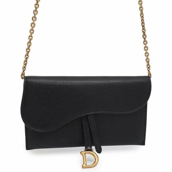 クリスチャン・ディオール チェーンウォレット サドル ロング レザー S5614CBAA Christian Dior 黒