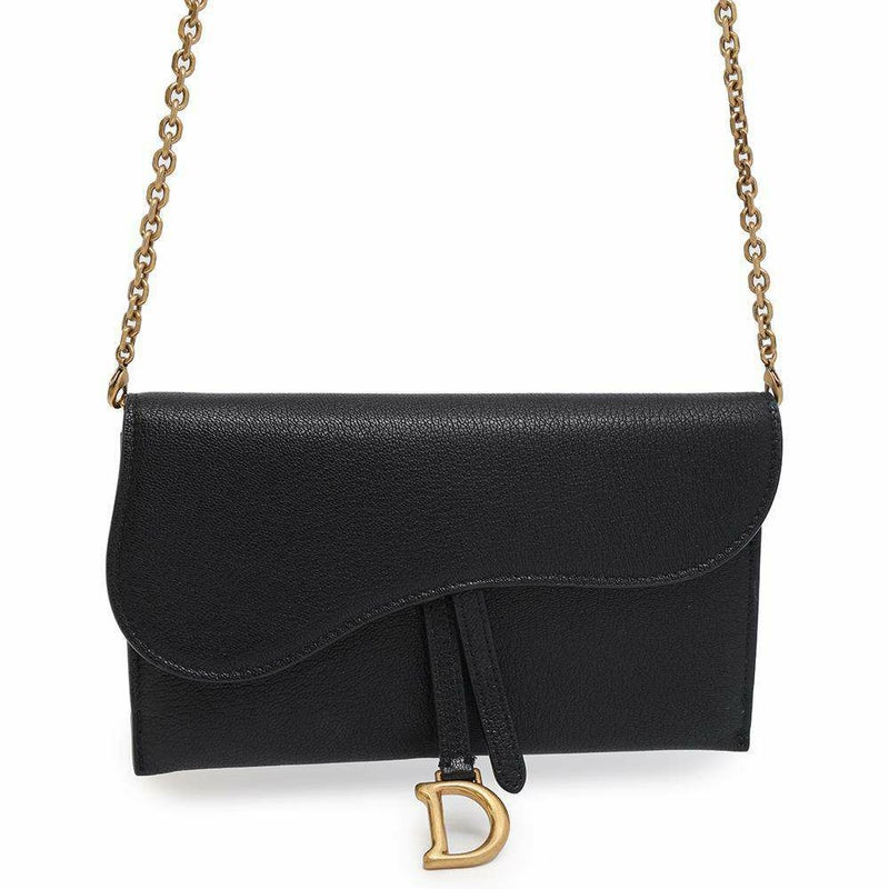 クリスチャン・ディオール チェーンウォレット サドル ロング レザー S5614CBAA Christian Dior 黒