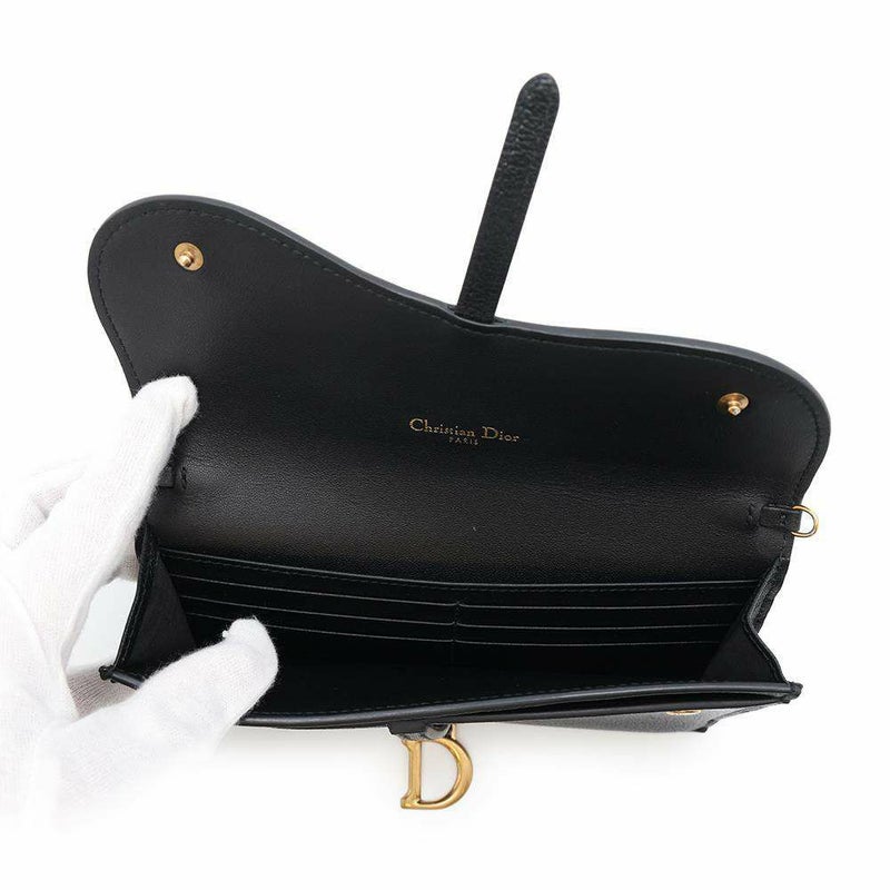クリスチャン・ディオール チェーンウォレット サドル ロング レザー S5614CBAA Christian Dior 黒