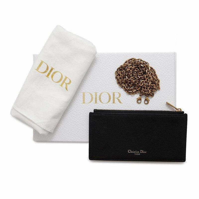クリスチャン・ディオール チェーンウォレット サドル ロング レザー S5614CBAA Christian Dior 黒