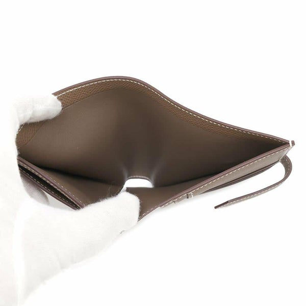 エルメス 二つ折り財布 ベアンコンパクト エトゥープ/ゴールド金具 エプソン W刻印 財布