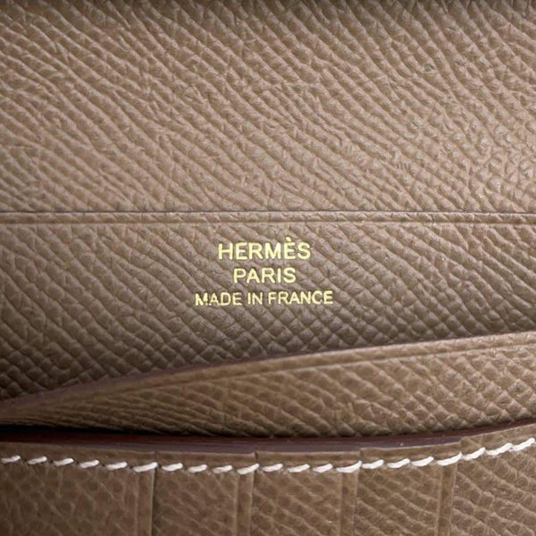 エルメス 二つ折り財布 ベアンコンパクト エトゥープ/ゴールド金具 エプソン W刻印 財布