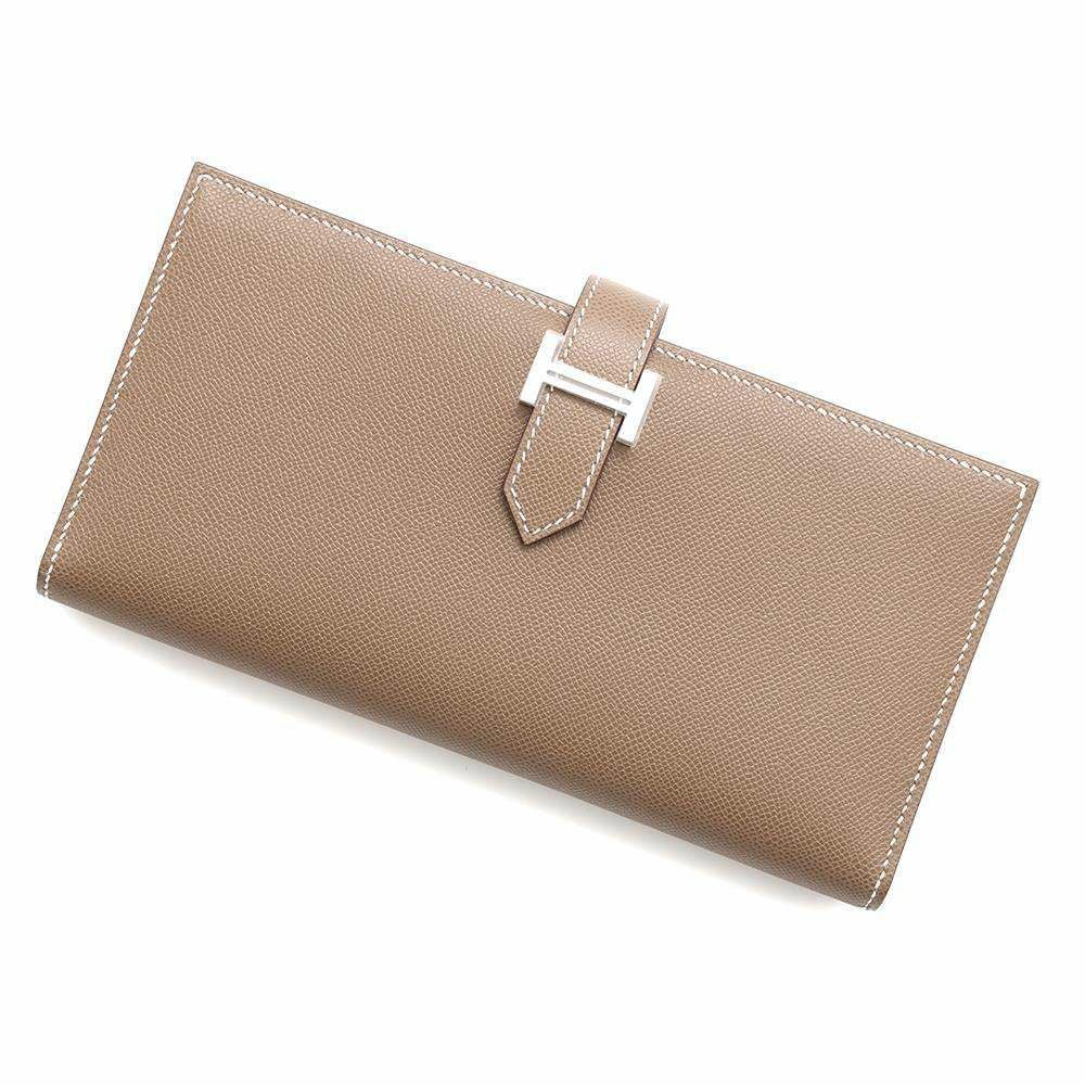 HERMES 長財布 エルメス 長財布 ベアンスフレ エトゥープ/シルバー金具 ヴォーマダム