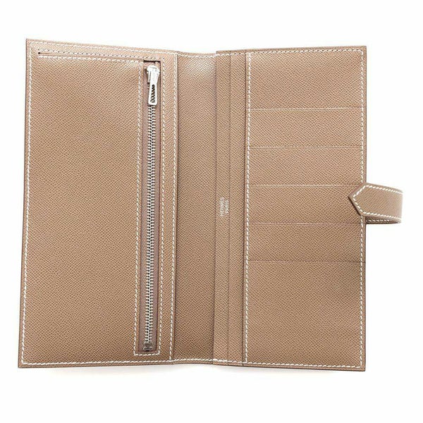 エルメス 長財布 ベアンスフレ エトゥープ/シルバー金具 ヴォーマダム W刻印 HERMES 財布
