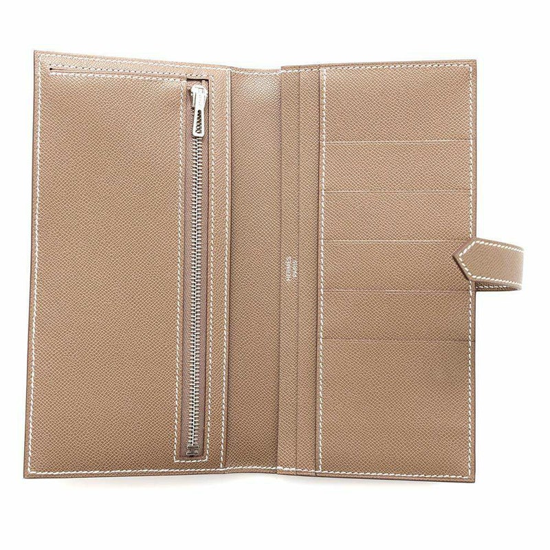 エルメス 長財布 ベアンスフレ エトゥープ/シルバー金具 ヴォーマダム W刻印 HERMES 財布