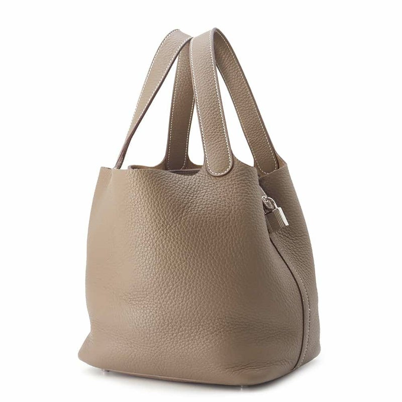 エルメス ハンドバッグ ピコタンロックMM エトゥープ/シルバー金具 トリヨンクレマンス B刻印