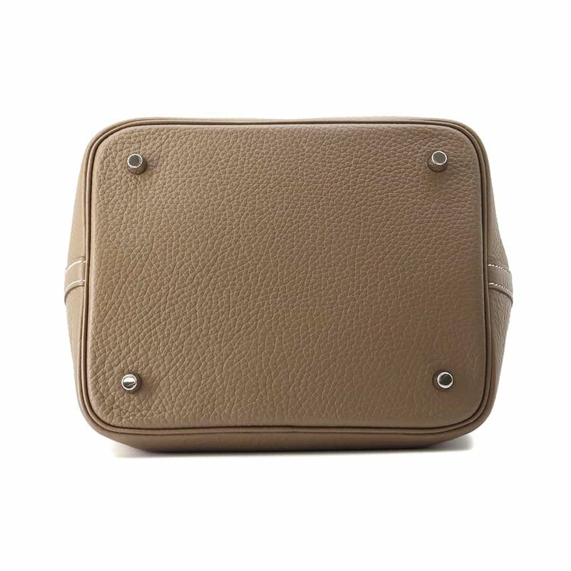 エルメス ハンドバッグ ピコタンロックMM エトゥープ/シルバー金具 トリヨンクレマンス B刻印