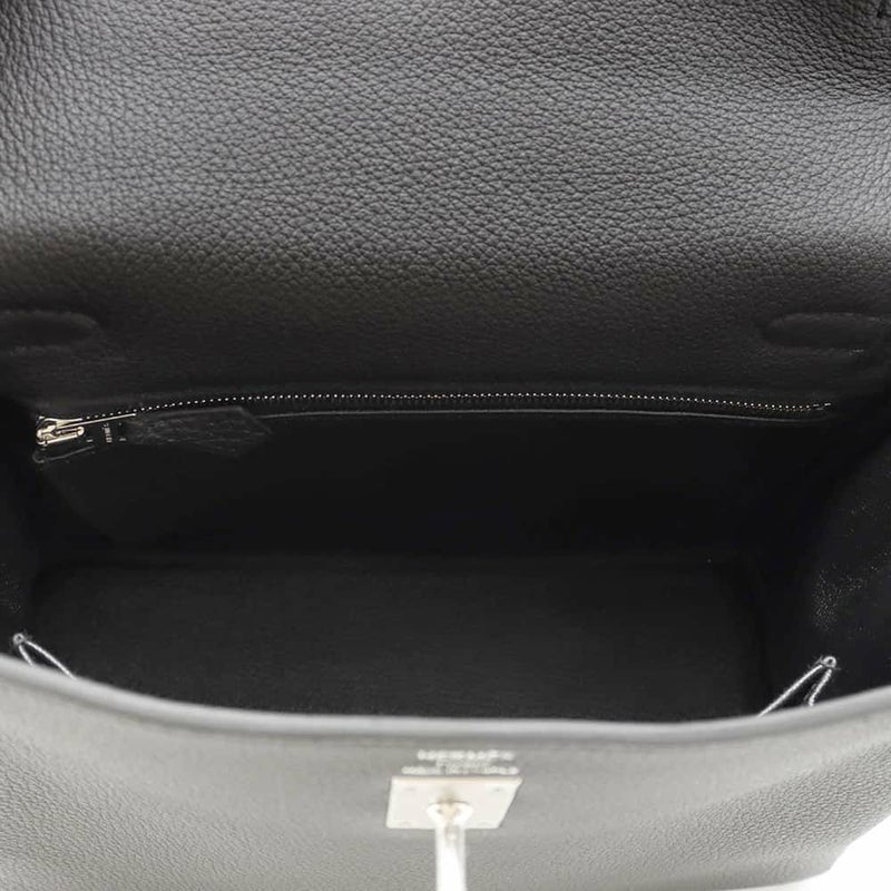 エルメス ハンドバッグ ケリー25 内縫い ブラック/シルバー金具 トゴ W刻印 2wayショルダー 黒
