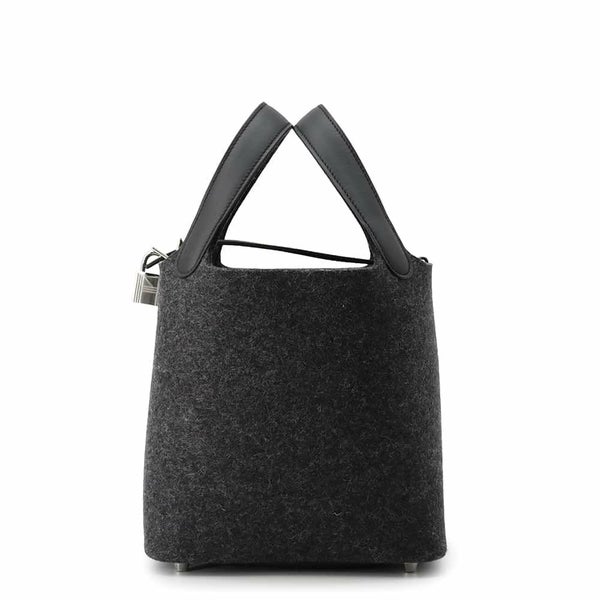 エルメス ハンドバッグ ピコタンロックPM グリモワイヤン/ブラック/シルバー金具 フェルト/スイフト U刻印 黒