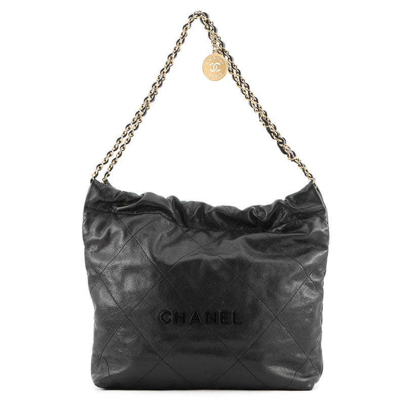 シャネル ハンドバッグ CHANEL 22 マトラッセ スモール キャビアスキン AS3260 ポーチ付き 黒