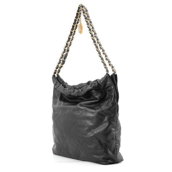 シャネル ハンドバッグ CHANEL 22 マトラッセ スモール キャビアスキン AS3260 ポーチ付き 黒