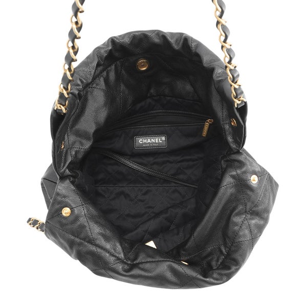 シャネル ハンドバッグ CHANEL 22 マトラッセ スモール キャビアスキン AS3260 ポーチ付き 黒
