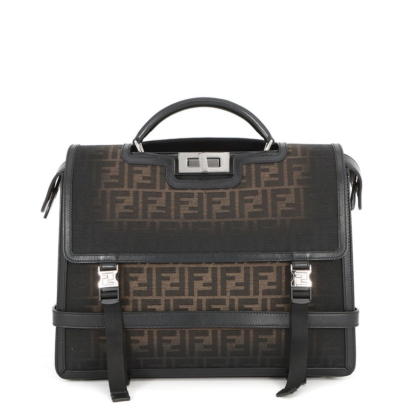 フェンディ ハンドバッグ ピーカブー ズッカ ビジネスバッグ キャンバス/レザー 7VA599 FENDI 2wayリュック 黒