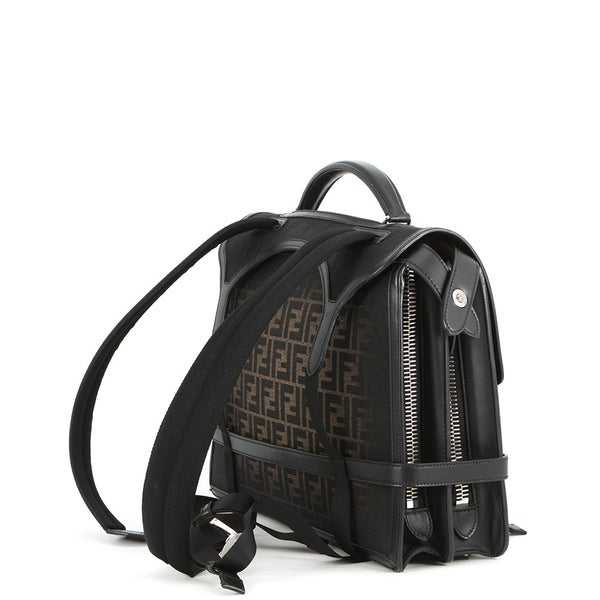 フェンディ ハンドバッグ ピーカブー ズッカ ビジネスバッグ キャンバス/レザー 7VA599 FENDI 2wayリュック 黒
