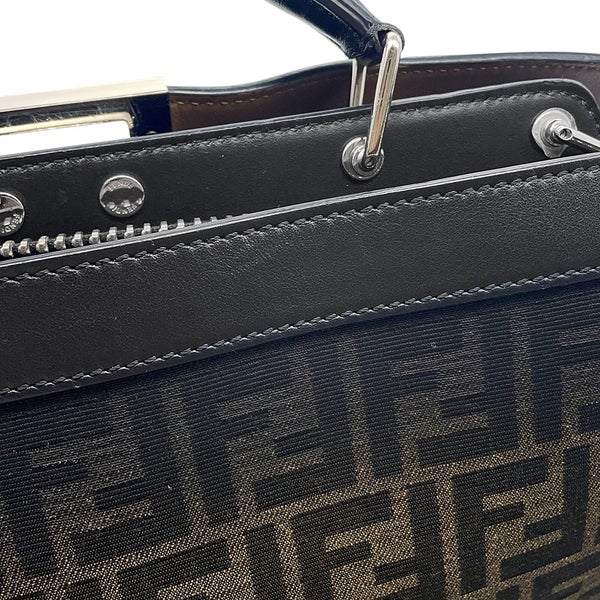フェンディ ハンドバッグ ピーカブー ズッカ ビジネスバッグ キャンバス/レザー 7VA599 FENDI 2wayリュック 黒