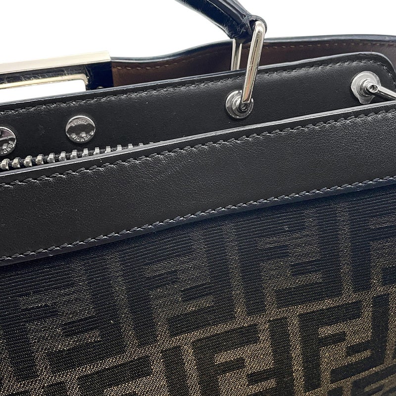 フェンディ ハンドバッグ ピーカブー ズッカ ビジネスバッグ キャンバス/レザー 7VA599 FENDI 2wayリュック 黒
