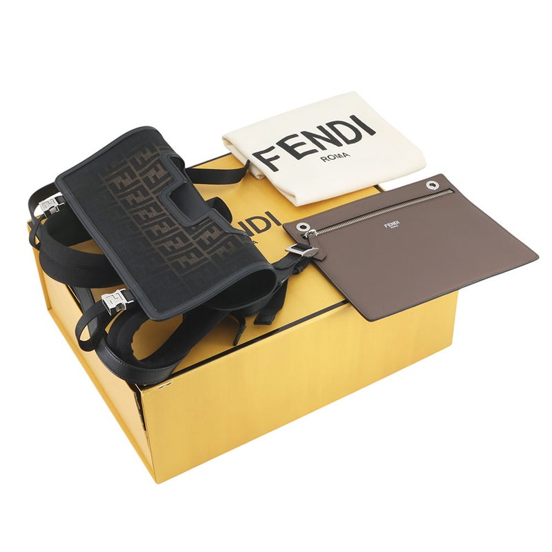フェンディ ハンドバッグ ピーカブー ズッカ ビジネスバッグ キャンバス/レザー 7VA599 FENDI 2wayリュック 黒