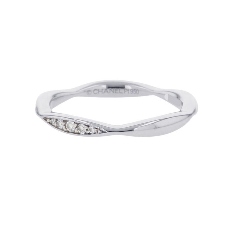 シャネル リング カメリア コレクション ハーフエタニティ ダイヤ 10P 計約0.08ct Pt950プラチナ サイズ49 J10835 CHANEL 指輪