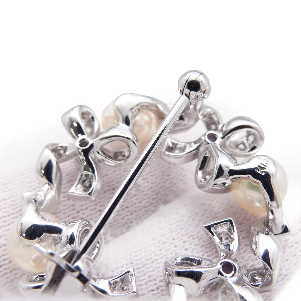 ミキモト ブローチ アコヤ真珠/ダイヤモンド 計約0.35ct/タンザナイト