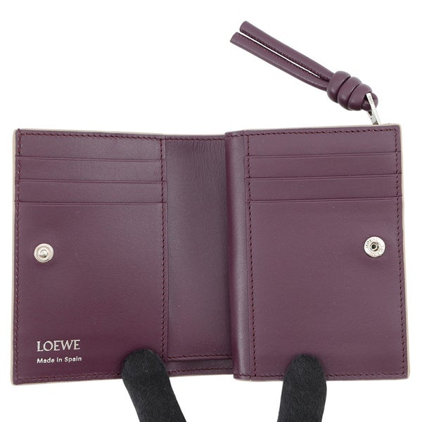 ロエベ 二つ折り財布 ノット コンパクトウォレット シャイニーナパカーフレザー CEM1NCWX01 LOEWE 財布 バイカラー