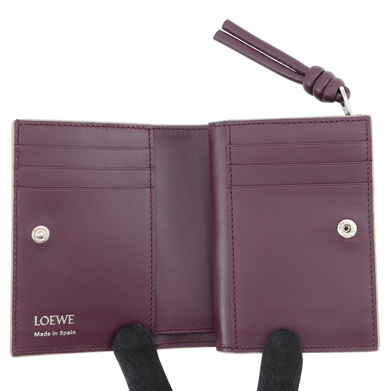 ロエベ 二つ折り財布 ノット コンパクトウォレット シャイニーナパカーフレザー CEM1NCWX01 LOEWE 財布 バイカラー