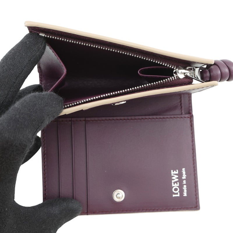 ロエベ 二つ折り財布 ノット コンパクトウォレット シャイニーナパカーフレザー CEM1NCWX01 LOEWE 財布 バイカラー