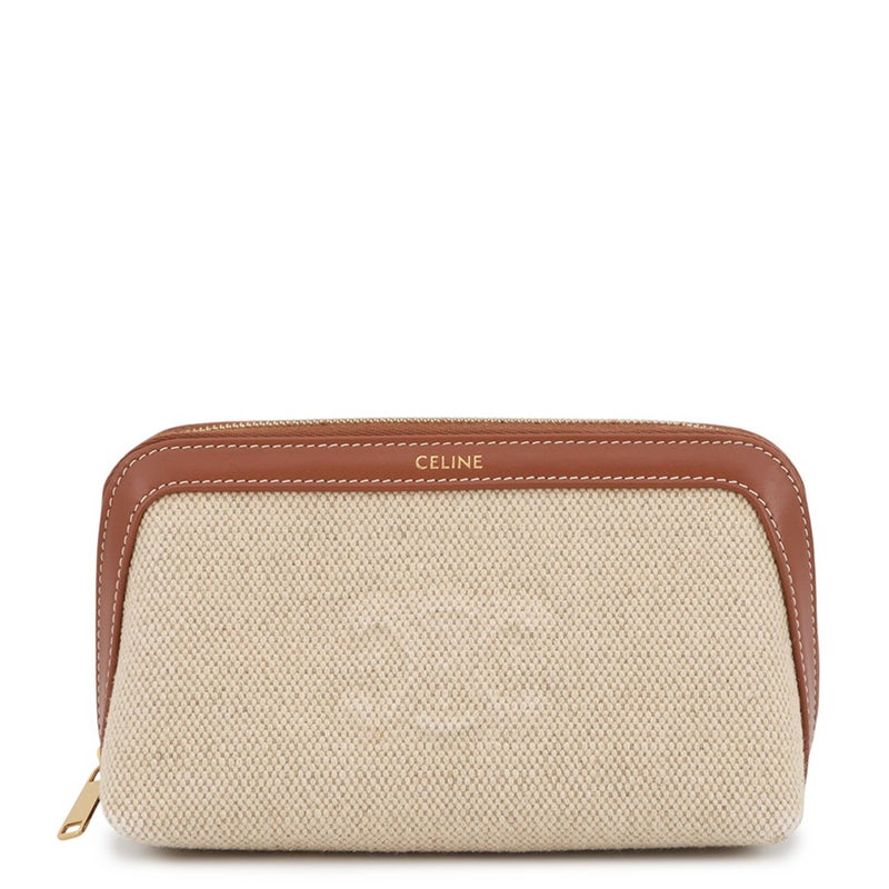 セリーヌ ポーチ トリオンフ コスメポーチ キャンバス/レザー CELINE 小物入れ