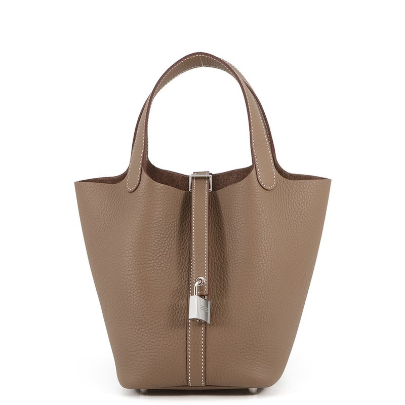 エルメス ハンドバッグ ピコタンロックPM エトゥープ/シルバー金具 トリヨンクレマンス K刻印 HERMES トートバッグ