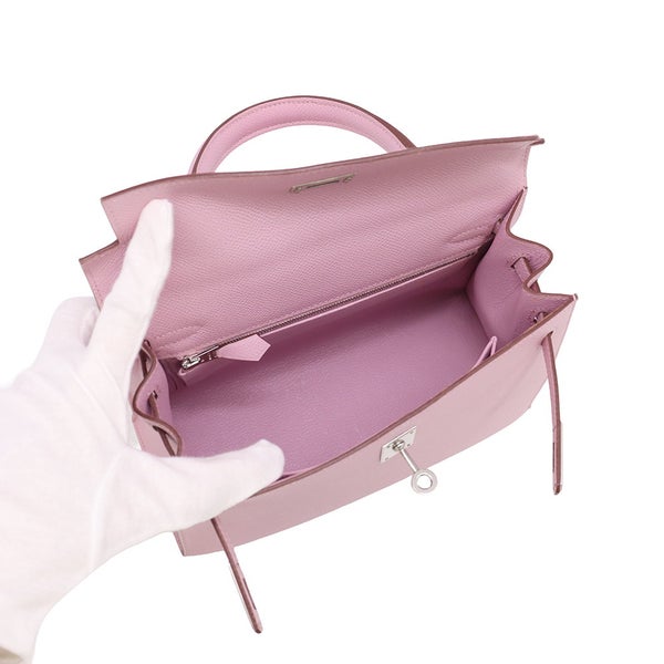 エルメス ハンドバッグ ケリー25 外縫い モーヴシルベストル/シルバー金具 エプソン U刻印 HERMES Kelly 2wayバッグ