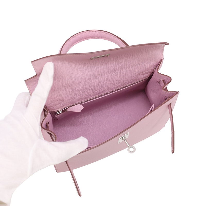 エルメス ハンドバッグ ケリー25 外縫い モーヴシルベストル/シルバー金具 エプソン U刻印 HERMES Kelly 2wayバッグ