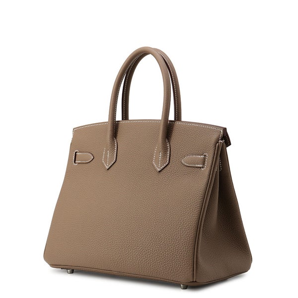 エルメス バーキン30 エトゥープ/シルバー金具 トゴ G刻印 HERMES Birkin ハンドバッグ