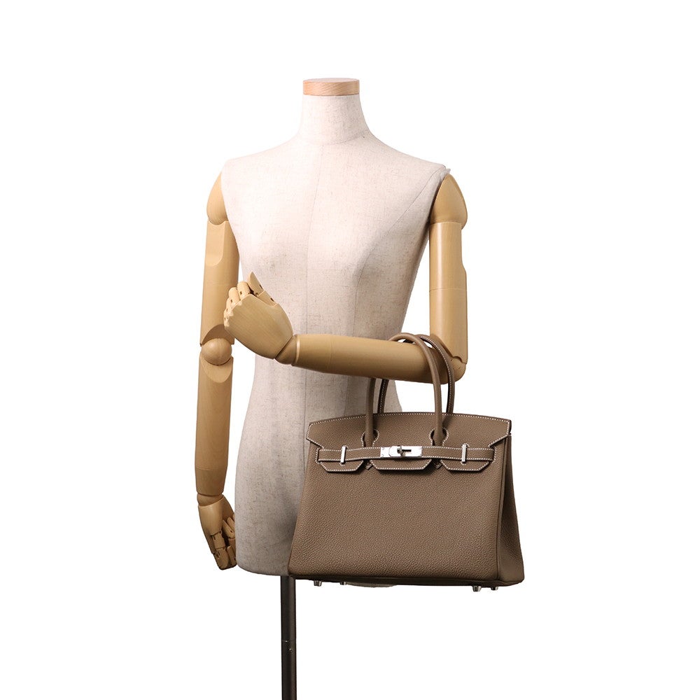 エルメス バーキン30 エトゥープ/シルバー金具 トゴ G刻印 HERMES