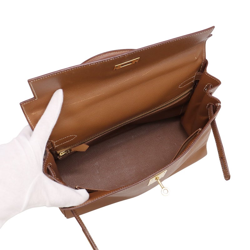 エルメス ハンドバッグ ケリー32 内縫い ゴールド/ゴールド金具 クシュベル 〇Y刻印 HERMES Kelly 2wayバッグ