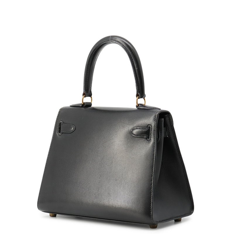エルメス ハンドバッグ ミニケリー 外縫い ブラック/ゴールド金具 ボックスカーフ 〇U刻印 HERMES Kelly 2wayバッグ 黒