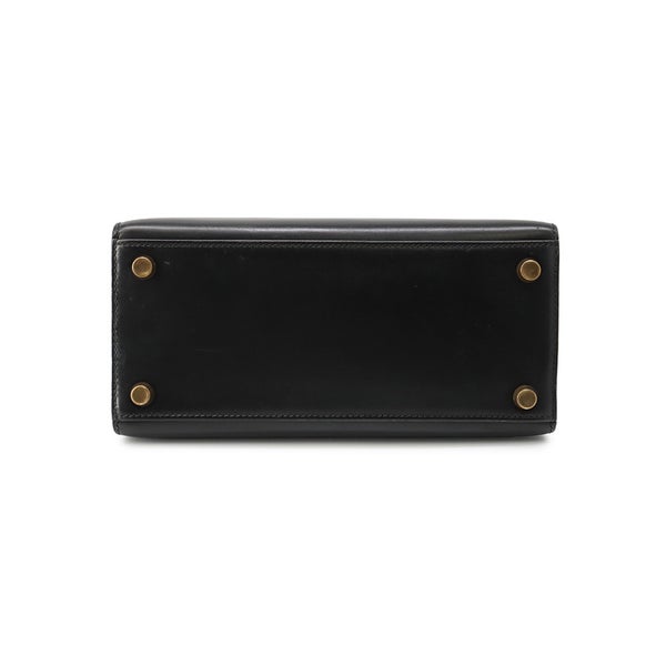 エルメス ハンドバッグ ミニケリー 外縫い ブラック/ゴールド金具 ボックスカーフ 〇U刻印 HERMES Kelly 2wayバッグ 黒